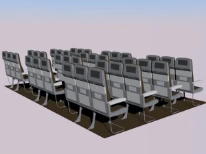 12 set of economy class seat seats  3x3x3skp 3D Model