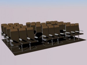 12 set of economy class seat seats  3x3x33ds 3D Модель