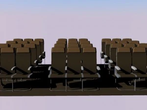 12 set of economy class seat seats  3x3x33ds 3D Model