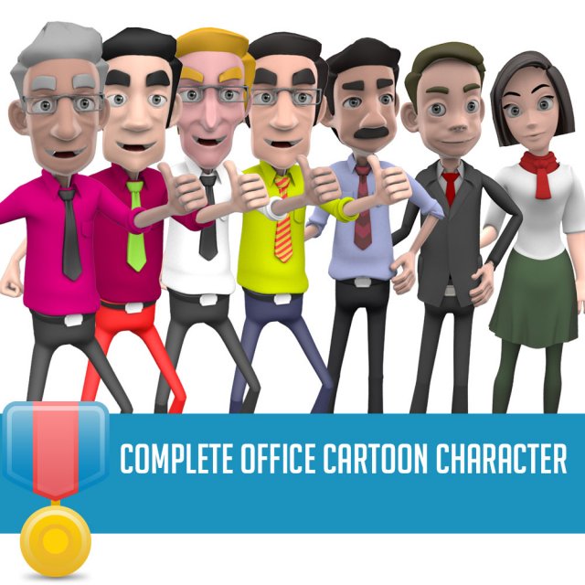 complete character office 3D-Modell .c4d .max .obj .3ds .fbx .stl .blend 
