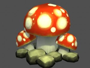 cogumelos baixo poli Modelo 3D
