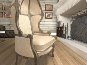 versailles domed burlapbacked chair 3D Model