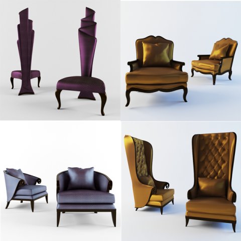 christopher guy 4 chairs 3D Model .c4d .max .obj .3ds .fbx .stl .blend 