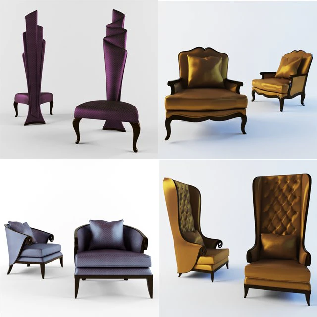 christopher guy 4 chairs 3D Model .c4d .max .obj .3ds .fbx .stl .blend 