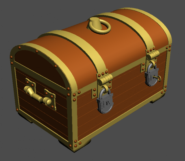 chest with coins 3D Модель .c4d .max .obj .3ds .fbx .stl .blend 