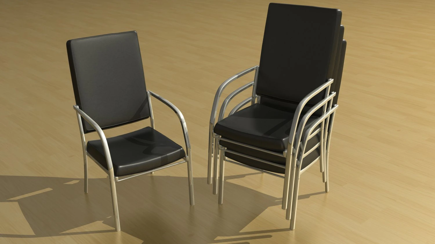black leather chair 3D Model .c4d .max .obj .3ds .fbx .stl .blend 