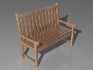 wooden bench 3D-Modell