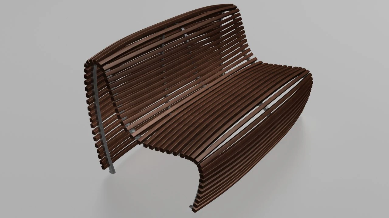 बीबी इटालिया आधुनिक लकड़ी की बेंच 3D मॉडल .c4d .max .obj .3ds .fbx .stl .blend