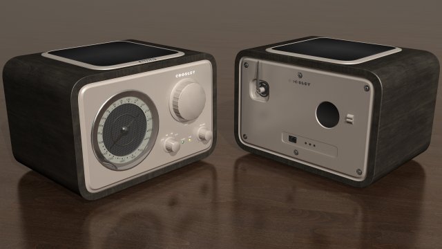 crosley solo table radio fm am aux 3D Модель .c4d .max .obj .3ds .fbx .stl .blend 