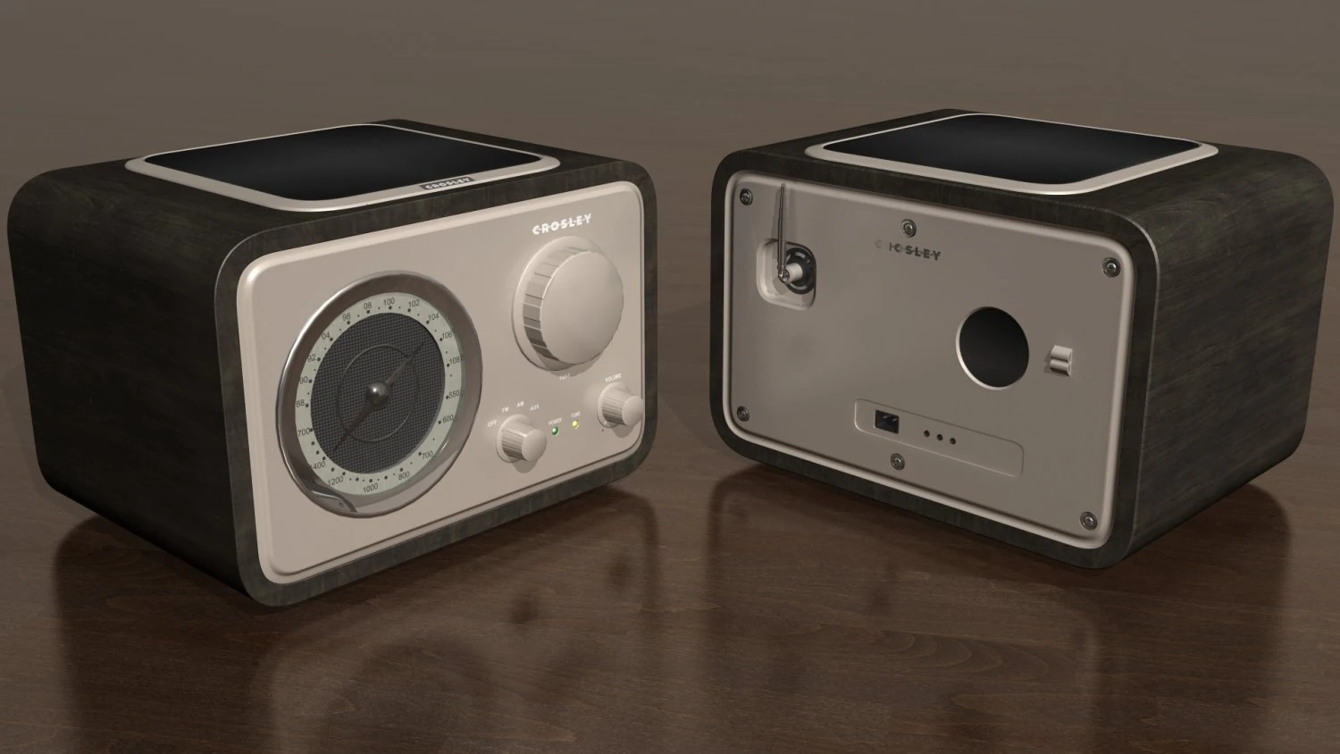 crosley solo table radio fm am aux 3D Model .c4d .max .obj .3ds .fbx .stl .blend 