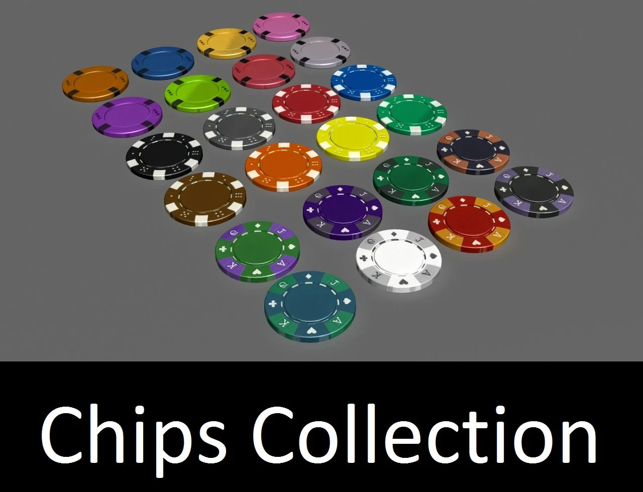 casino poker chips collection 3D Model .c4d .max .obj .3ds .fbx .stl .blend