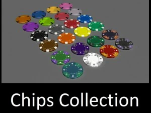 koleksi chip poker kasino Model 3D