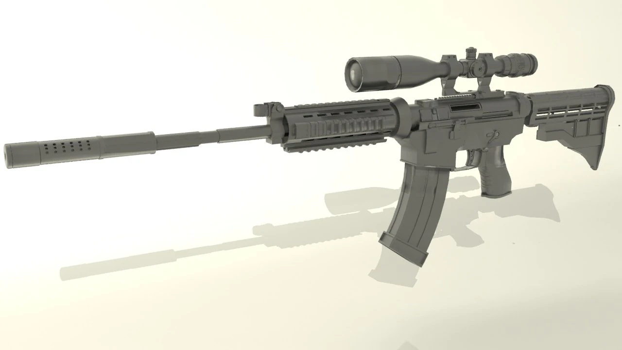 carabina m4a1 alcance acoplable modificado Modelo 3D .c4d .max .obj .3ds .fbx .stl .blend 