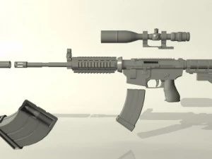 carabina m4a1 alcance acoplable modificado Modelo 3D