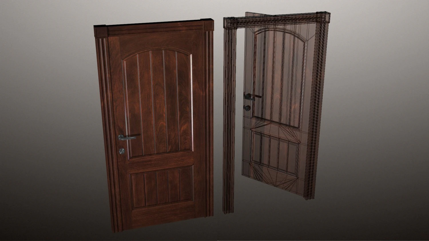 wood door 04 3D Model .c4d .max .obj .3ds .fbx .stl .blend 