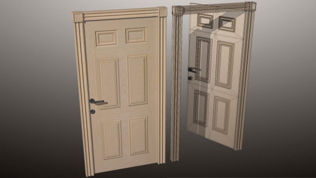 wood door 02 3D Модель .c4d .max .obj .3ds .fbx .stl .blend 