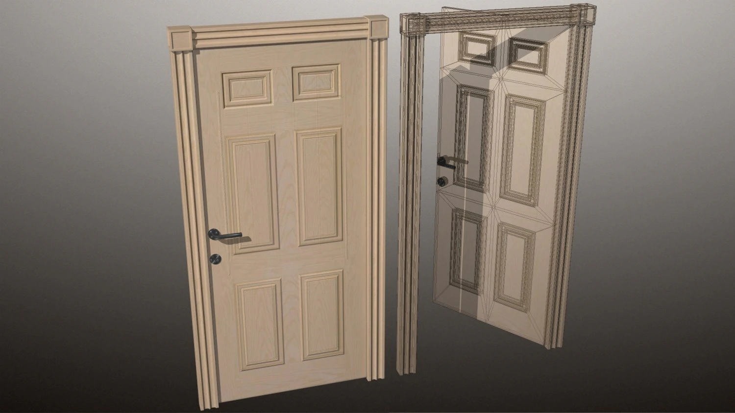 wood door 02 3D Model .c4d .max .obj .3ds .fbx .stl .blend 