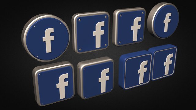 facebook logo collection Model 3D .c4d .max .obj .3ds .fbx .stl .blend 