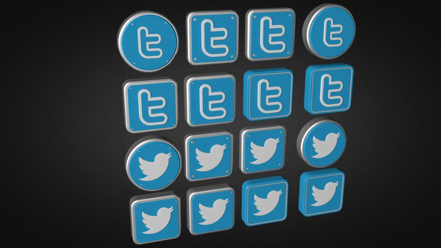 twitter logo collection 3D Model .c4d .max .obj .3ds .fbx .stl .blend