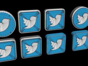 twitter logo collection 3D Model