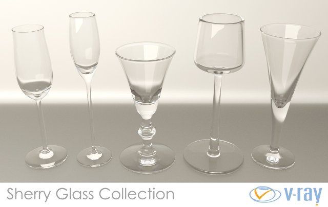 sherry glasses collection vray 3D-Modell .c4d .max .obj .3ds .fbx .stl .blend 