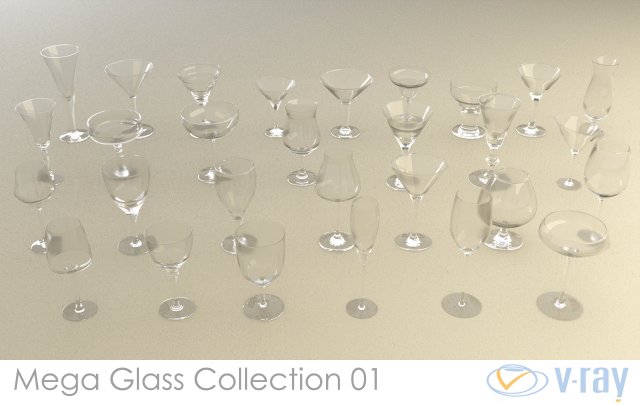 mega glass collection 01 vray 3Dモデル .c4d .max .obj .3ds .fbx .stl .blend 