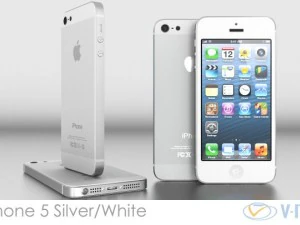 apple iphone 5 branco prateado vray Modelo 3D