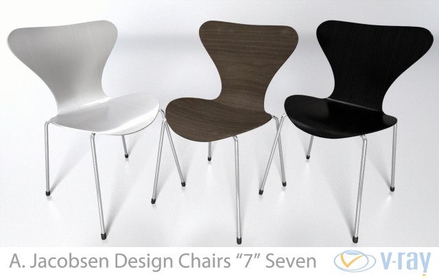 arne jacobsen 7 chair vray 3D Модель .c4d .max .obj .3ds .fbx .stl .blend 