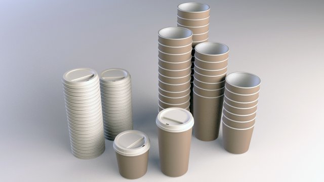 coffee cup take away vray 3D Model .c4d .max .obj .3ds .fbx .stl .blend 