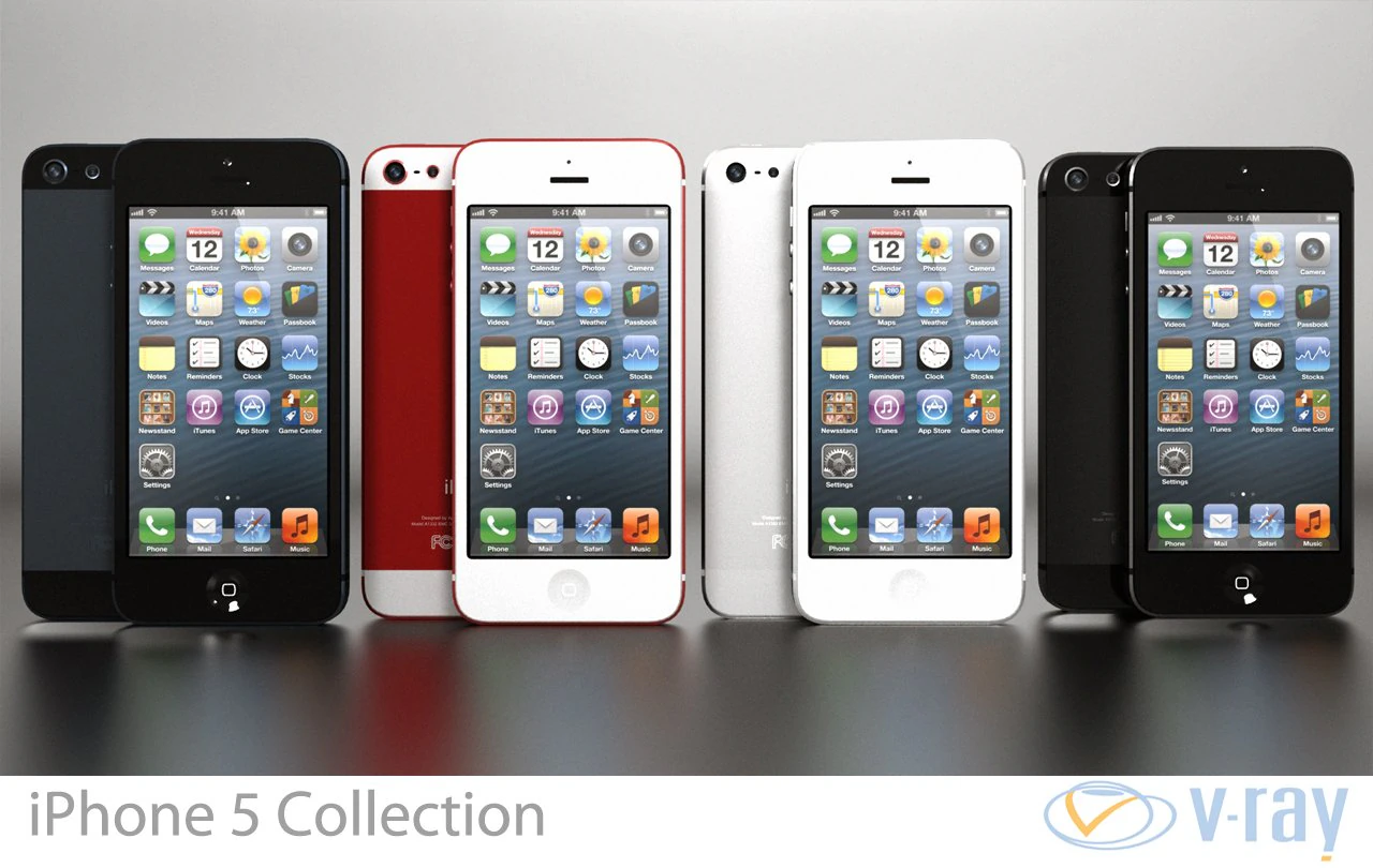 apple iphone 5 collection 3D Model .c4d .max .obj .3ds .fbx .stl .blend 