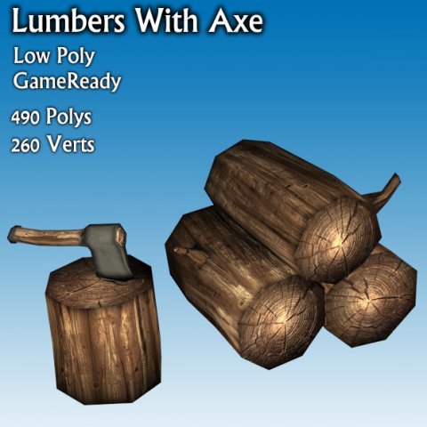 lumbers with axe  low poly 3D Model .c4d .max .obj .3ds .fbx .stl .blend 