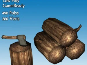 lumbers with axe  low poly 3D Model