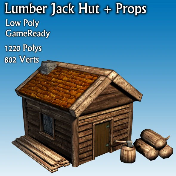 lumber jack hut low poly 3D Model .c4d .max .obj .3ds .fbx .stl .blend 