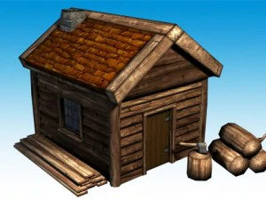 lumber jack hut low poly 3D Model