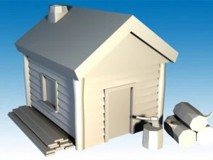 lumber jack hut low poly 3D Model