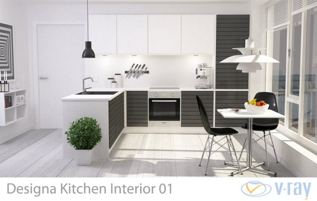modern kitchen interior 001 3D Модель .c4d .max .obj .3ds .fbx .stl .blend 