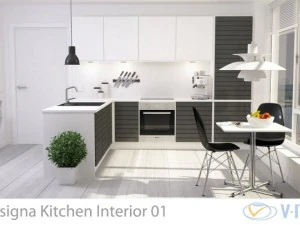 interior de cocina moderna 001 Modelo 3D