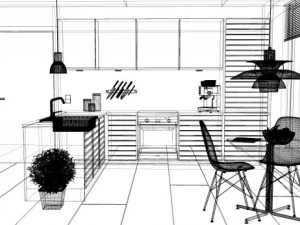 interior de cocina moderna 001 Modelo 3D