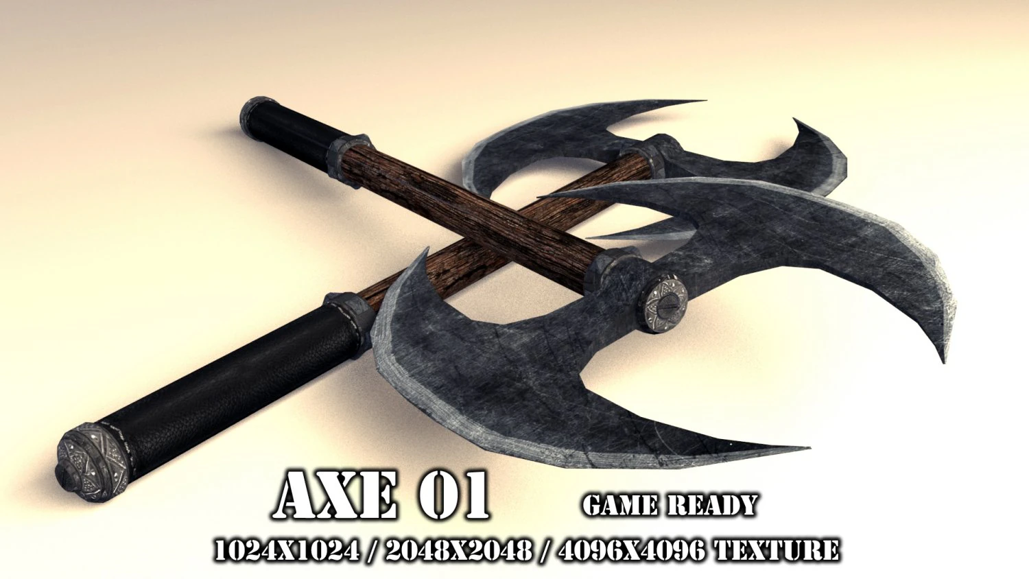 two handed axe 01 3D Model .c4d .max .obj .3ds .fbx .stl .blend