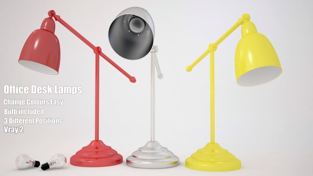office desk lamp w bulb 3D Model .c4d .max .obj .3ds .fbx .stl .blend 
