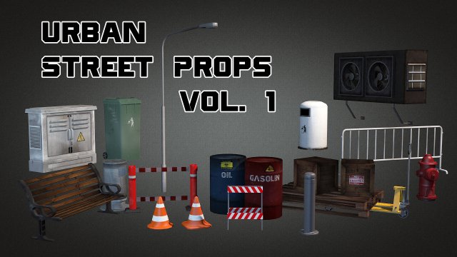 urban street props vol 1 3D Model .c4d .max .obj .3ds .fbx .stl .blend 