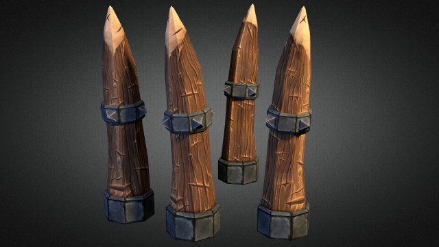wooden spike pole Modelo 3D .c4d .max .obj .3ds .fbx .stl .blend 