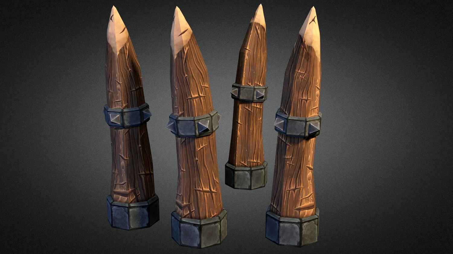 wooden spike pole 3D Model .c4d .max .obj .3ds .fbx .stl .blend