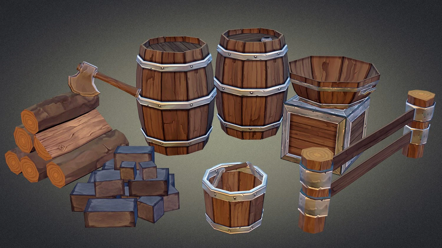 medieval props vol 1 3D Model .c4d .max .obj .3ds .fbx .stl .blend 
