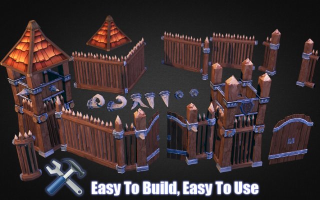 wooden fortress pack 3D-Modell .c4d .max .obj .3ds .fbx .stl .blend 