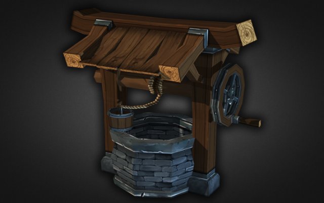 water well low poly Model 3D .c4d .max .obj .3ds .fbx .stl .blend 