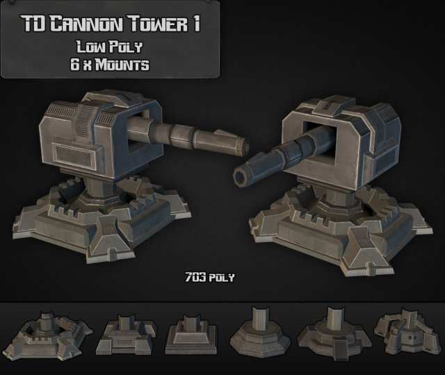 td cannon tower 01 Modelo 3D .c4d .max .obj .3ds .fbx .stl .blend 