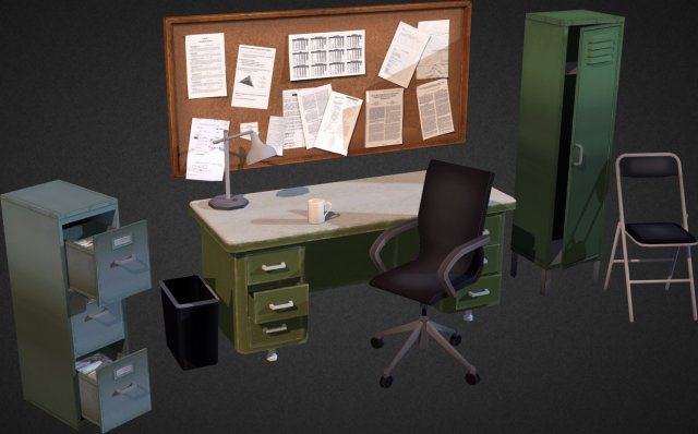 office interior props 3D Модель .c4d .max .obj .3ds .fbx .stl .blend 