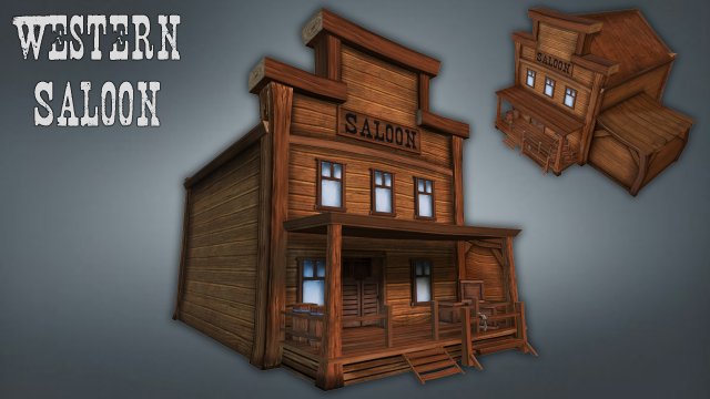 western saloon 3Dモデル .c4d .max .obj .3ds .fbx .stl .blend 