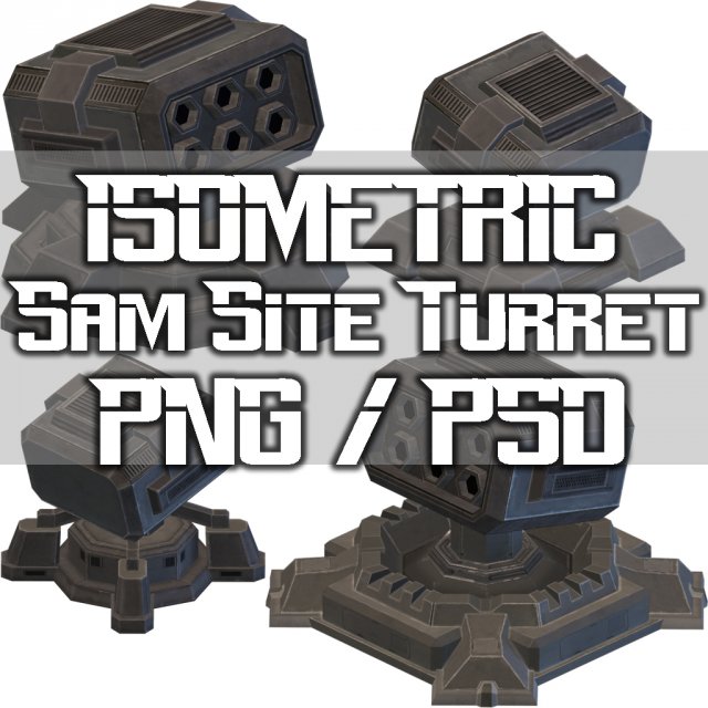 sam site turret 01  isometric 3D Model .c4d .max .obj .3ds .fbx .stl .blend 